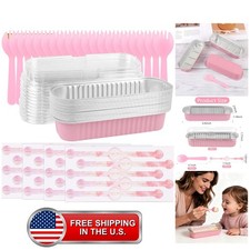 Mini Cake Pans with Lids and Spoons, 6.5inch Long,Pink - Set of 20 picture