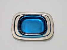 Lundtofte Denmark Stainless Steel & Blue Glass Open Salt Cellar picture
