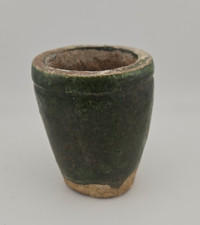 Antique Chinese Shiwan Green Glazed Ceramic Jar / Planter w/out Lid c1900 picture