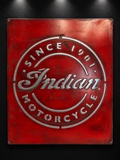 Indian Garage Sign 20x24” Hand Cast Aluminum Relief Metal Wall Art picture