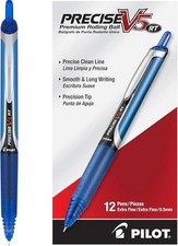 Pilot Precise V5 RT Refillable Retractable Rollerball Pens Extra Fine Blue 12-Pk picture
