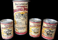 Lot of 4 Vintage Dr LeGear’s Antiseptic Healing Powder Horse Veterinary Tins picture