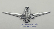 Vtg 1960s American Airlines Captain Pilot Wings Badge LGB Balfour SF Silver Fill picture