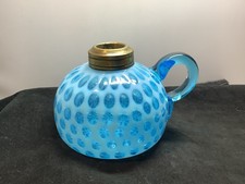 Antique Blue Small Windows Miniature Oil Lamp  Base picture