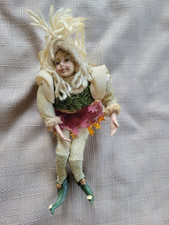 Vintage Woodland Fairy Elf Doll Posable Shelf Sitter Autumn Leaf Core MCM picture