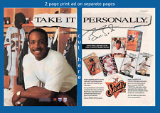 Barry Bonds Donruss Studio 1994 Baseball Card Ad 1990s Vtg 2 Page Print Ad 16x11 picture