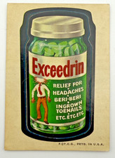 1973 Topps Wacky Packages 2nd Series Exceedrin Sticker Tan Back Original Vintage picture