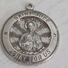 THEDA Vintage .925 Sterling Silver  St. Jude Pray  For Us Medal 8 grams picture