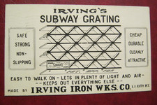 Irving's Subway Grating Irving Iron Works Long Island City NY 1911 Postcard UDB picture