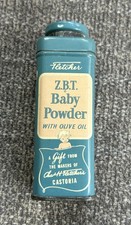Vintage Fletchers ZBT Baby Powder Tin Litho Advertising Baby Graphics 4.5oz picture