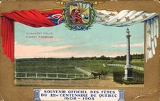 Quebec City 1908 Tercentenary - Wolfe Monument Plains of Abraham - Postcard picture
