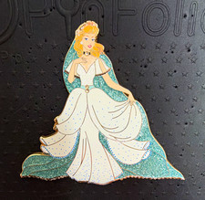 Disney Fantasy Cinderella Glitter Pin - Cinderella White Dress Enamel Pin Single picture