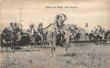 H92/ Native American Indian Postcard c1910 Chief Joe Healy & Braves 7 picture