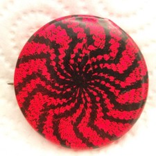 Vintage 60s Psychedelic Red Black Swirl Pinback Button LSD Art Mod picture