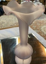 Vtg Jack In The Pulpit Vase Pink Satin Glass 7