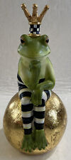 MacKenzie-Childs Fergal Frog on Gold Ball ~ Courtly Check & Stripes ~ 9.5