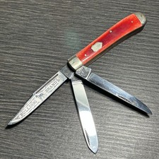 Bulldog Brand Folding Knife 3 Blade Solingen Germany 1995 Hand Forged Red Handle picture