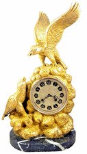 Antique mantel clock, table clock, marble, bronze, Louis XV, France, bell 50 cm picture