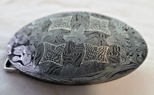 Chad Nichols Mosaic Damascus Steel Belt Buckle – Handcrafted 3.5