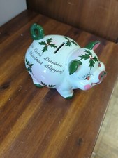 Vintage 1950s KREISS & Co. Holly Berry PIG With Christmas Poems PIGGY BANK picture