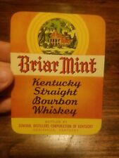 1940's Louisville Kentucky Briar Mint Kentucky Straight Bourbon Whiskey label picture