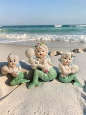 Vintage TILSO Ceramic Mermaid Wall Plaques Figurines SET OF 3 π΄ So Cute π picture