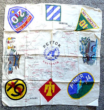 RARE Korean War UN PEFTOK Souvenir Scarf W/Units picture