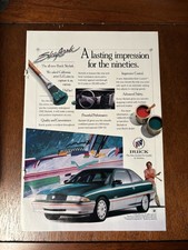 Buick 1992 Skylark, Full Page Vintage Print Ad 90s colors Teal & pink picture