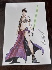 Revenge Of Slave Leia Original Art Sketch By Livio Ramondelli Star Wars 6x9 picture