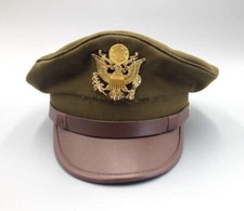 SIZE XL WW2 US ARMY AIR CORPS FORCE OFFICER VISOR CAP golden EAGLE INSIGNIA HAT picture