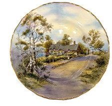 Pristine 1952 Royal Worcester Anne Hathaway Cottage Plate Signed J. Smith 10.5