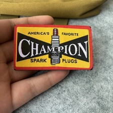 CHAMPION SPARK PLUGS PATCH 7.5x4cm embroidered patch car motorcycle vintage scratch picture