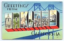 Postcard Greetings From Oakland California Large Letter Tichnor Bros. picture