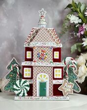 KATHRINES COLLECTION 2021 CHRISTMAS 21” GINGERBREAD HOUSE TREE TOPPER & TABLETOP picture