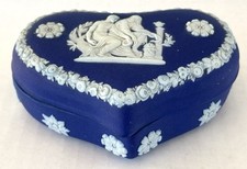 Wedgwood Dark Blue Jasperware Heart Shaped Trinket Box picture
