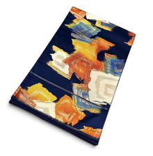 Japanese Vintage Fukuro Obi Navy Blue Abstract Geometric Kimono 398cm M103 picture