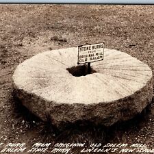 RARE 1950s Lincoln's New Salem, ILL Mill Stone Burr State Park Real Photo IL A74 picture