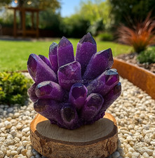 Natural Violet Amethyst Phantom Geode Quartz Cluster Rare Crystal Specimen Decor picture
