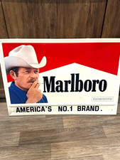 Vintage Marlboro Man Metal Sign 34x23 Original Tobacciana America's No 1 Brand picture