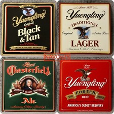 Lot of 4 Vintage Yuengling Lager 16 in. Metal Poster Set, Wall Decor, Beer Signs picture