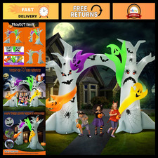10FT Halloween Inflatable Tree Arch with 4 Ghosts - Outdoor Yard Decoration picture