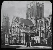ANTIQUE Magic Lantern Slide VIEW OF YORK MINSTER C1890 PHOTO picture