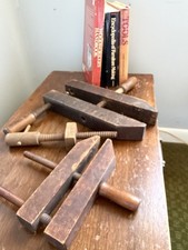 Antique Wooden Handscrew Clamp Lot R Bliss No 13 Lionel Jr 818 Primitive Tool picture