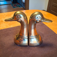 Vintage mid century brass duck head book ends picture