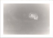 Smiling Woman on Television Screen Black & White Photograph Snapshot Photo picture