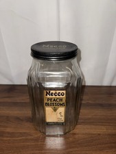 Vintage Art Deco NECCO Glass Candy Jar Peach Blossoms Store Counter Display picture