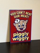 Hi Gloss Piggly Wiggly Grocery Store Vintage Style Metal Sign picture