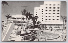 Vintage Lombardy Hotel Miami Beach FL Postcard 1961 Swimming Pool Cabana Club picture