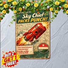 Sky Chief High Octane Gas Sign Vintage Automotive Service Metal Plaque picture