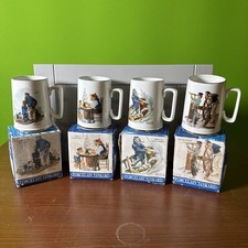 1985 Norman Rockwell's Seafarers Collection Of 4 Porcelain Tankard Coffee Mugs picture